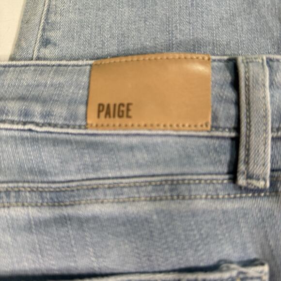 PAIGE Straight Distressed Denim light Blue Jeans 32 Stretch - Picture 7 of 7